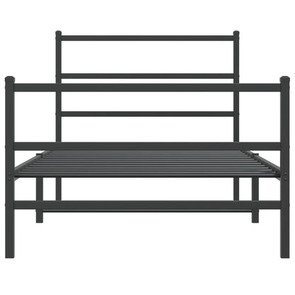 Bettgestell mit Kopf- und Fußteil Metall Schwarz 107x203 cm - Pazzar.ch
