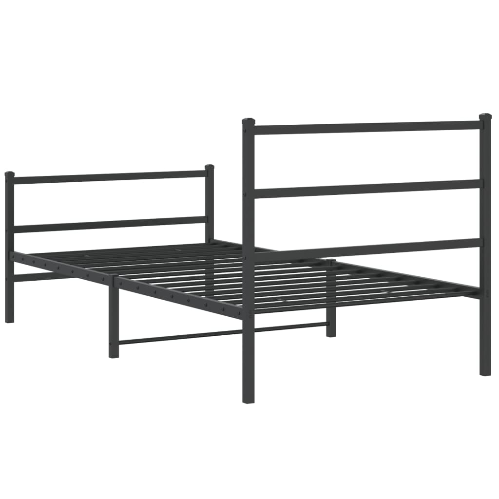 Bettgestell mit Kopf- und Fußteil Metall Schwarz 107x203 cm - Pazzar.ch