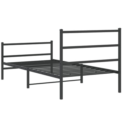 Bettgestell mit Kopf- und Fußteil Metall Schwarz 107x203 cm - Pazzar.ch