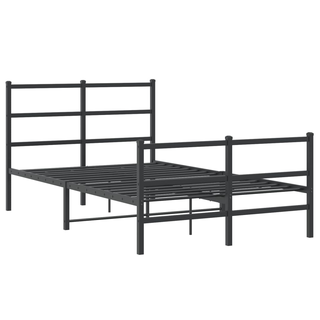 Bettgestell mit Kopf- und Fußteil Metall Schwarz 120x200 cm - Pazzar.ch