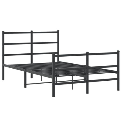 Bettgestell mit Kopf- und Fußteil Metall Schwarz 120x200 cm - Pazzar.ch