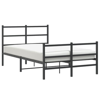 Bettgestell mit Kopf- und Fußteil Metall Schwarz 120x200 cm - Pazzar.ch