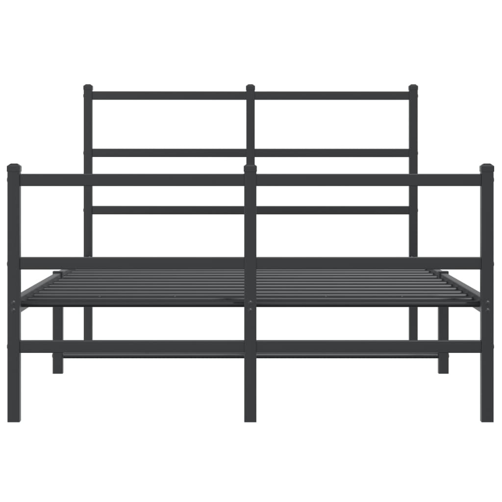 Bettgestell mit Kopf- und Fußteil Metall Schwarz 120x200 cm - Pazzar.ch