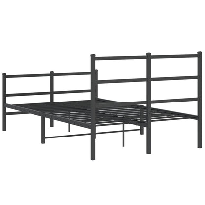 Bettgestell mit Kopf- und Fußteil Metall Schwarz 120x200 cm - Pazzar.ch