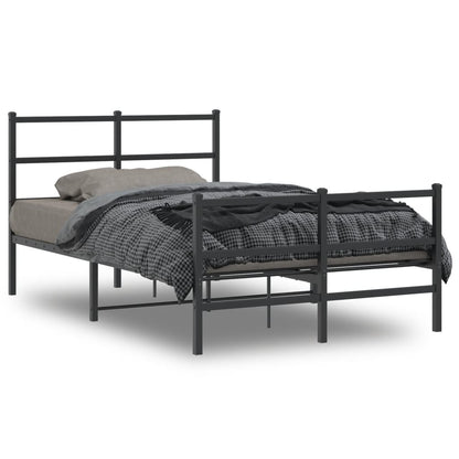 Bettgestell mit Kopf- und Fußteil Metall Schwarz 120x200 cm - Pazzar.ch