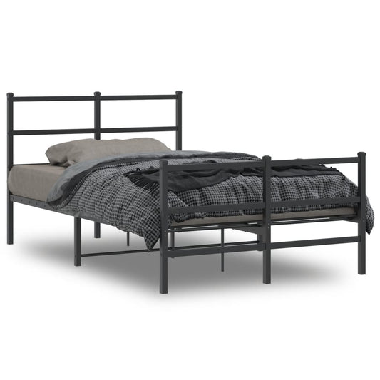 Bettgestell mit Kopf- und Fußteil Metall Schwarz 120x200 cm - Pazzar.ch