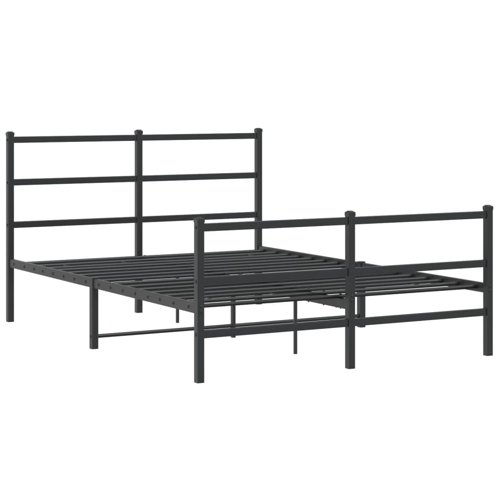 Bettgestell mit Kopf- und Fußteil Metall Schwarz 135x190 cm - Pazzar.ch