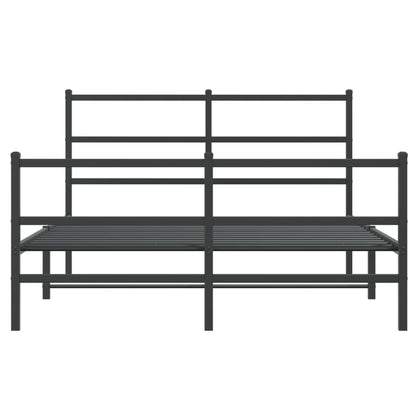 Bettgestell mit Kopf- und Fußteil Metall Schwarz 135x190 cm - Pazzar.ch