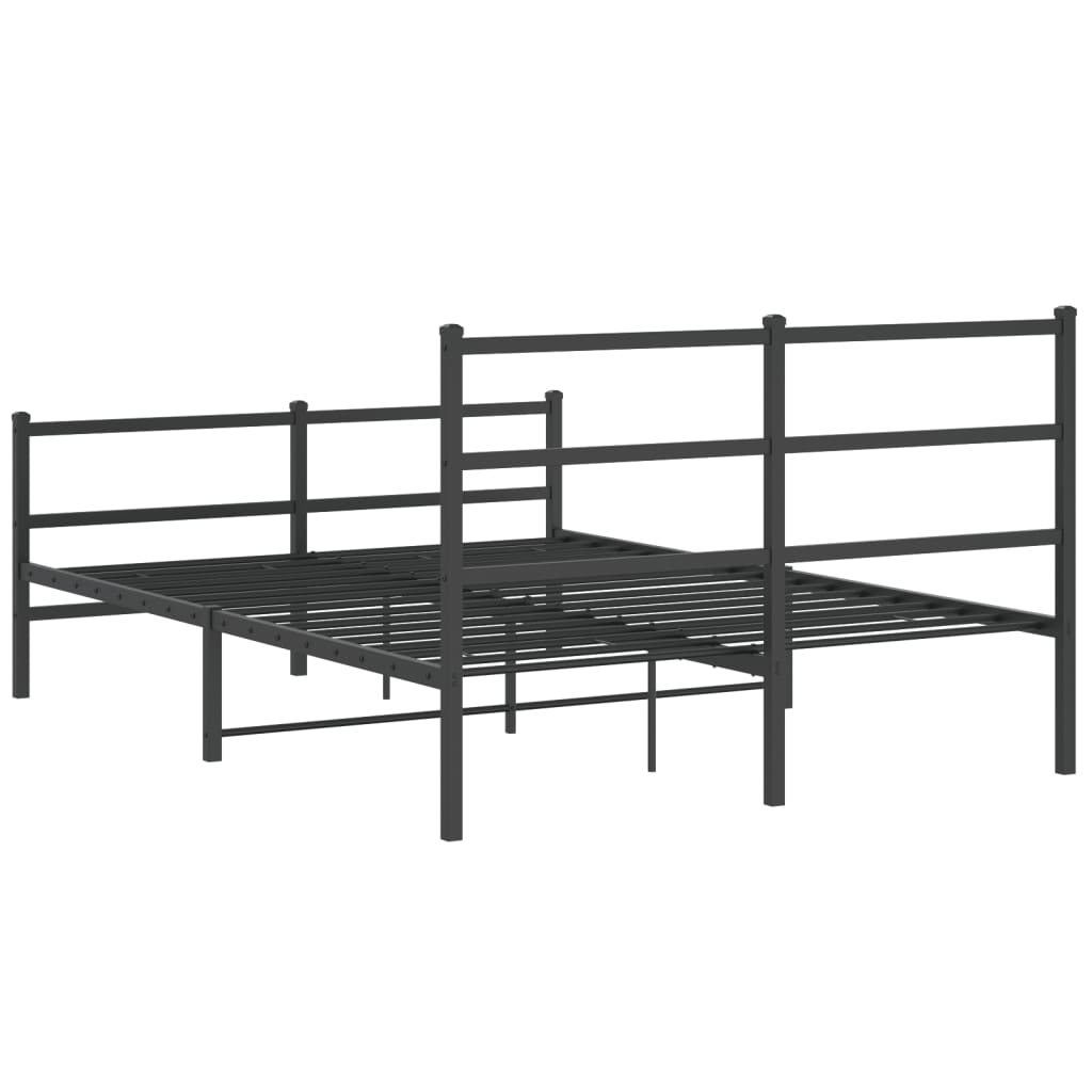 Bettgestell mit Kopf- und Fußteil Metall Schwarz 135x190 cm - Pazzar.ch