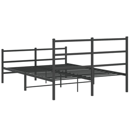 Bettgestell mit Kopf- und Fußteil Metall Schwarz 135x190 cm - Pazzar.ch