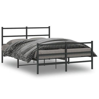 Bettgestell mit Kopf- und Fußteil Metall Schwarz 135x190 cm - Pazzar.ch