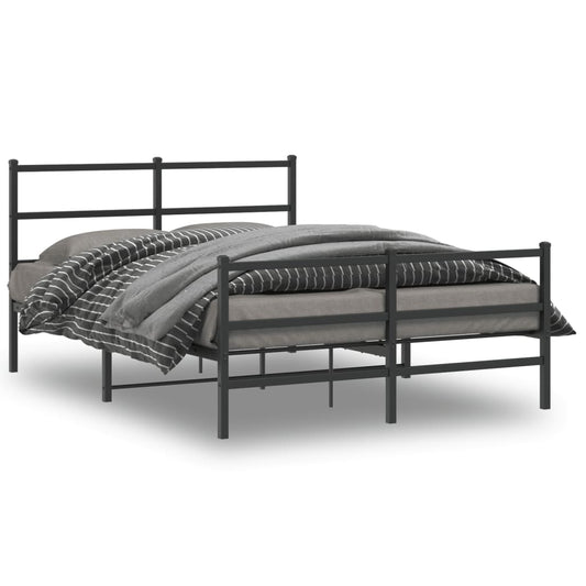 Bettgestell mit Kopf- und Fußteil Metall Schwarz 135x190 cm - Pazzar.ch