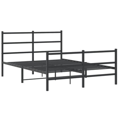 Bettgestell mit Kopf- und Fußteil Metall Schwarz 140x190 cm - Pazzar.ch
