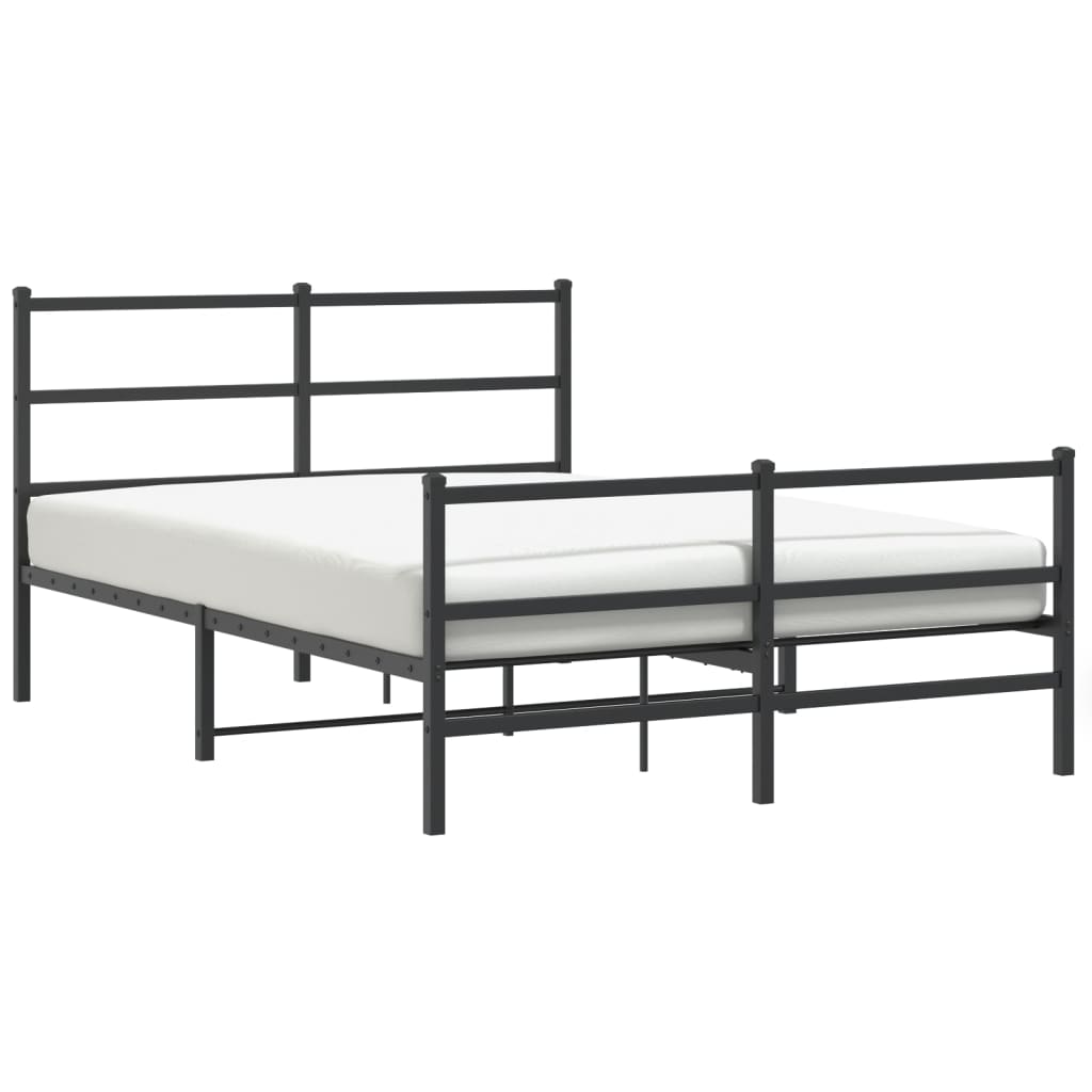 Bettgestell mit Kopf- und Fußteil Metall Schwarz 140x190 cm - Pazzar.ch