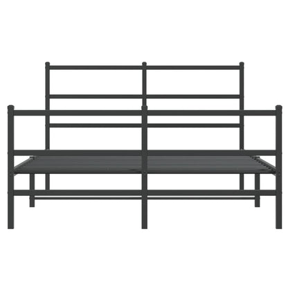 Bettgestell mit Kopf- und Fußteil Metall Schwarz 140x190 cm - Pazzar.ch