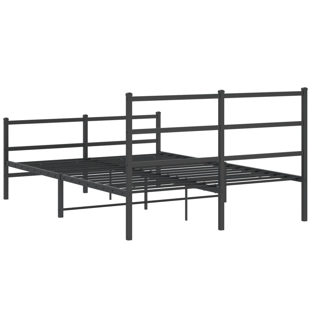 Bettgestell mit Kopf- und Fußteil Metall Schwarz 140x190 cm - Pazzar.ch