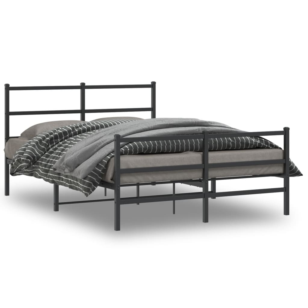 Bettgestell mit Kopf- und Fußteil Metall Schwarz 140x190 cm - Pazzar.ch
