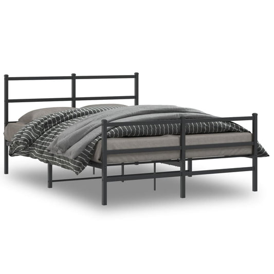 Bettgestell mit Kopf- und Fußteil Metall Schwarz 140x190 cm - Pazzar.ch