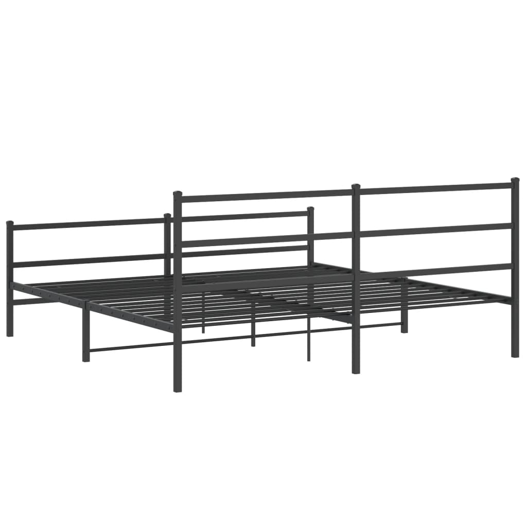 Bettgestell mit Kopf- und Fußteil Metall Schwarz 183x213 cm - Pazzar.ch