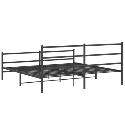 Bettgestell mit Kopf- und Fußteil Metall Schwarz 183x213 cm - Pazzar.ch
