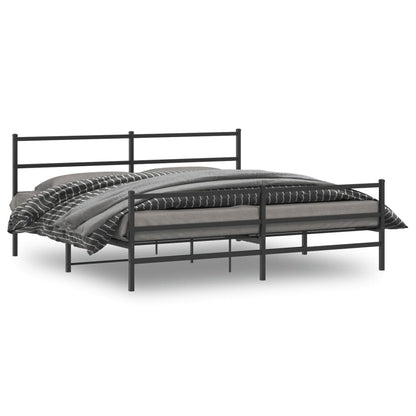 Bettgestell mit Kopf- und Fußteil Metall Schwarz 183x213 cm - Pazzar.ch