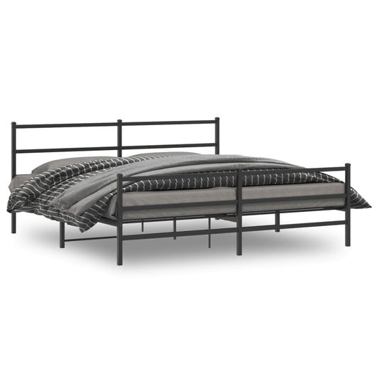 Bettgestell mit Kopf- und Fußteil Metall Schwarz 183x213 cm - Pazzar.ch