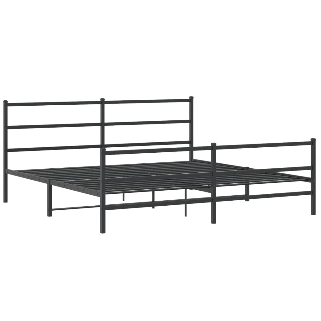 Bettgestell mit Kopf- und Fußteil Metall Schwarz 193x203 cm - Pazzar.ch