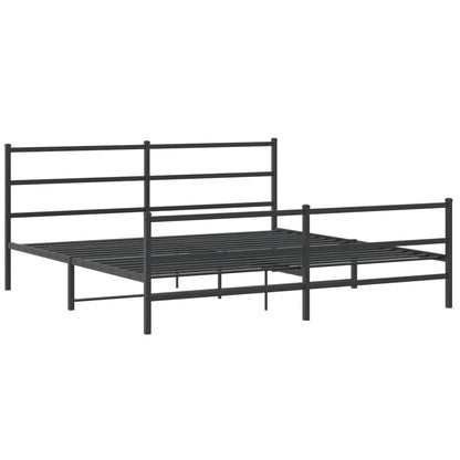 Bettgestell mit Kopf- und Fußteil Metall Schwarz 193x203 cm - Pazzar.ch