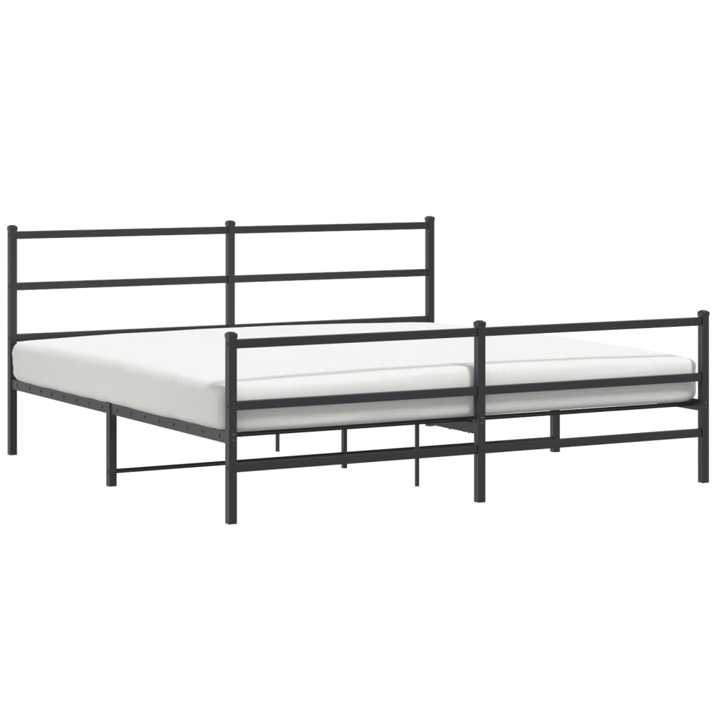 Bettgestell mit Kopf- und Fußteil Metall Schwarz 193x203 cm - Pazzar.ch