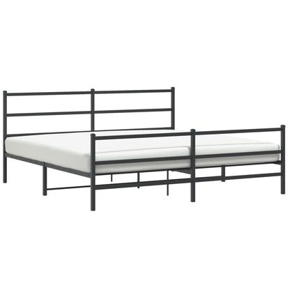 Bettgestell mit Kopf- und Fußteil Metall Schwarz 193x203 cm - Pazzar.ch