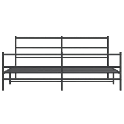 Bettgestell mit Kopf- und Fußteil Metall Schwarz 193x203 cm - Pazzar.ch
