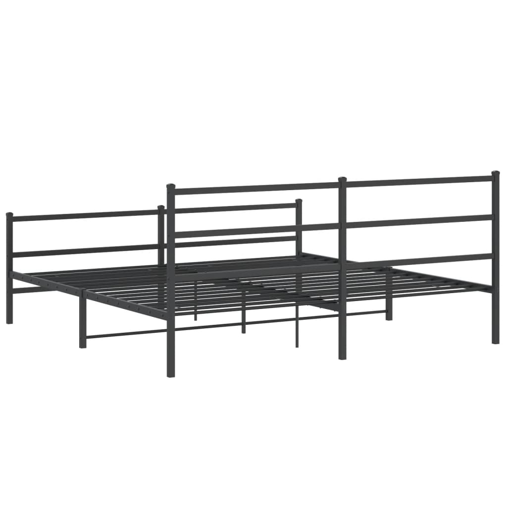 Bettgestell mit Kopf- und Fußteil Metall Schwarz 193x203 cm - Pazzar.ch