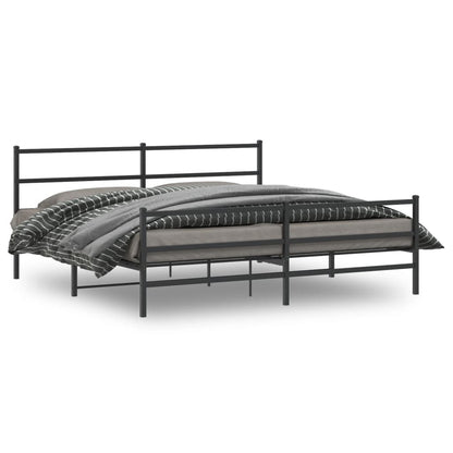 Bettgestell mit Kopf- und Fußteil Metall Schwarz 193x203 cm - Pazzar.ch