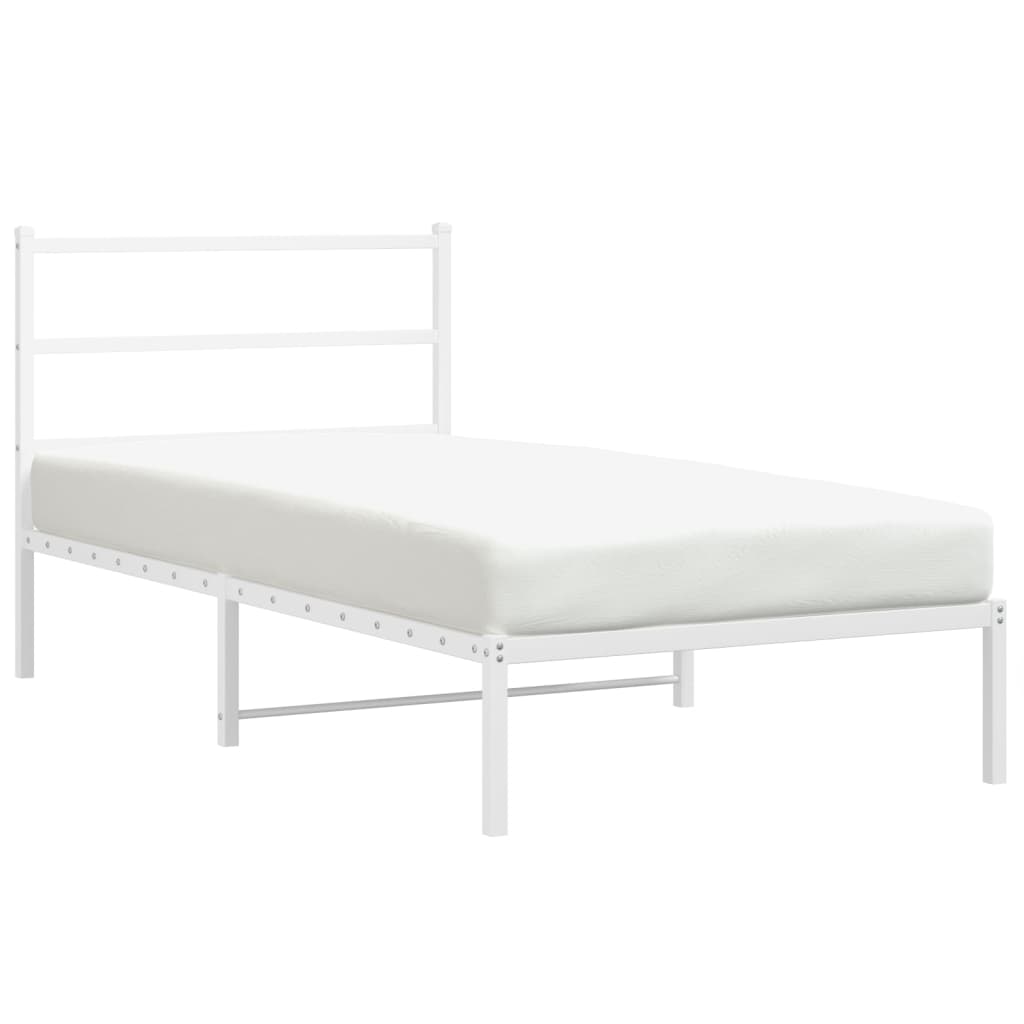 Bettgestell mit Kopfteil Metall Weiß 107x203 cm - Pazzar.ch