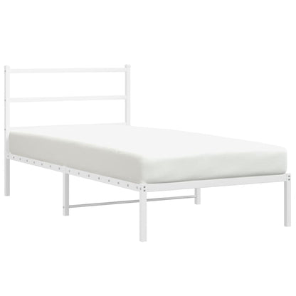 Bettgestell mit Kopfteil Metall Weiß 107x203 cm - Pazzar.ch