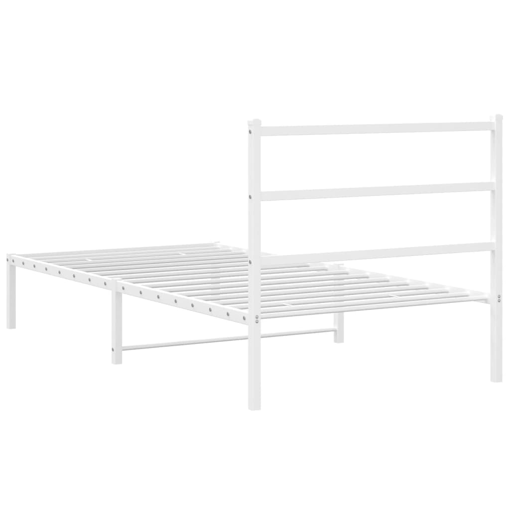 Bettgestell mit Kopfteil Metall Weiß 107x203 cm