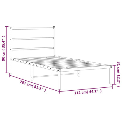 Bettgestell mit Kopfteil Metall Weiß 107x203 cm - Pazzar.ch