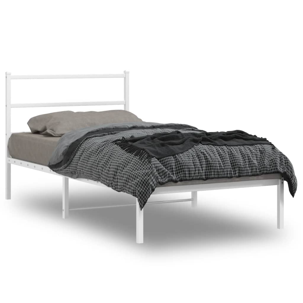 Bettgestell mit Kopfteil Metall Weiß 107x203 cm - Pazzar.ch