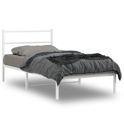 Bettgestell mit Kopfteil Metall Weiß 107x203 cm - Pazzar.ch