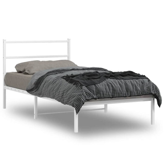 Bettgestell mit Kopfteil Metall Weiß 107x203 cm - Pazzar.ch