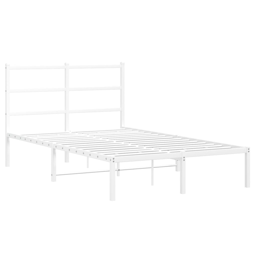 Bettgestell mit Kopfteil Metall Weiß 120x190 cm - Pazzar.ch