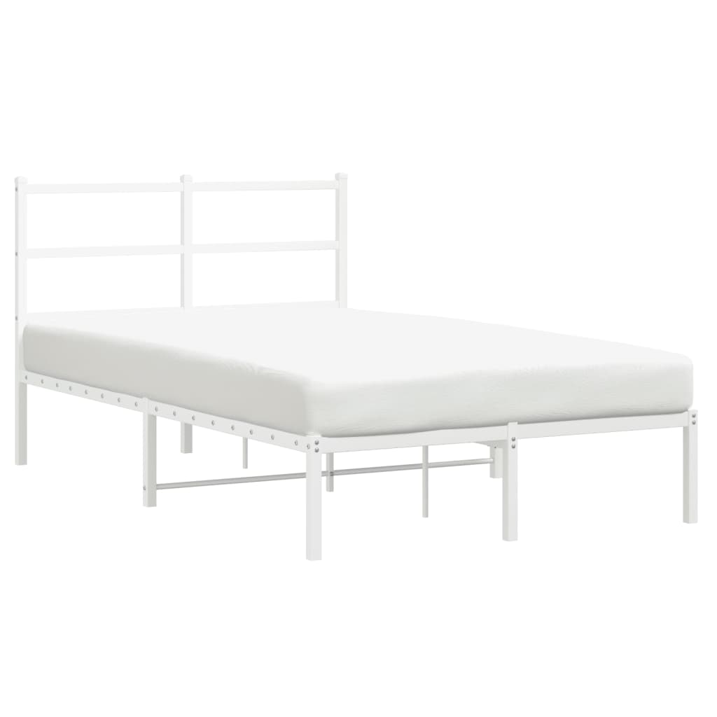 Bettgestell mit Kopfteil Metall Weiß 120x190 cm - Pazzar.ch