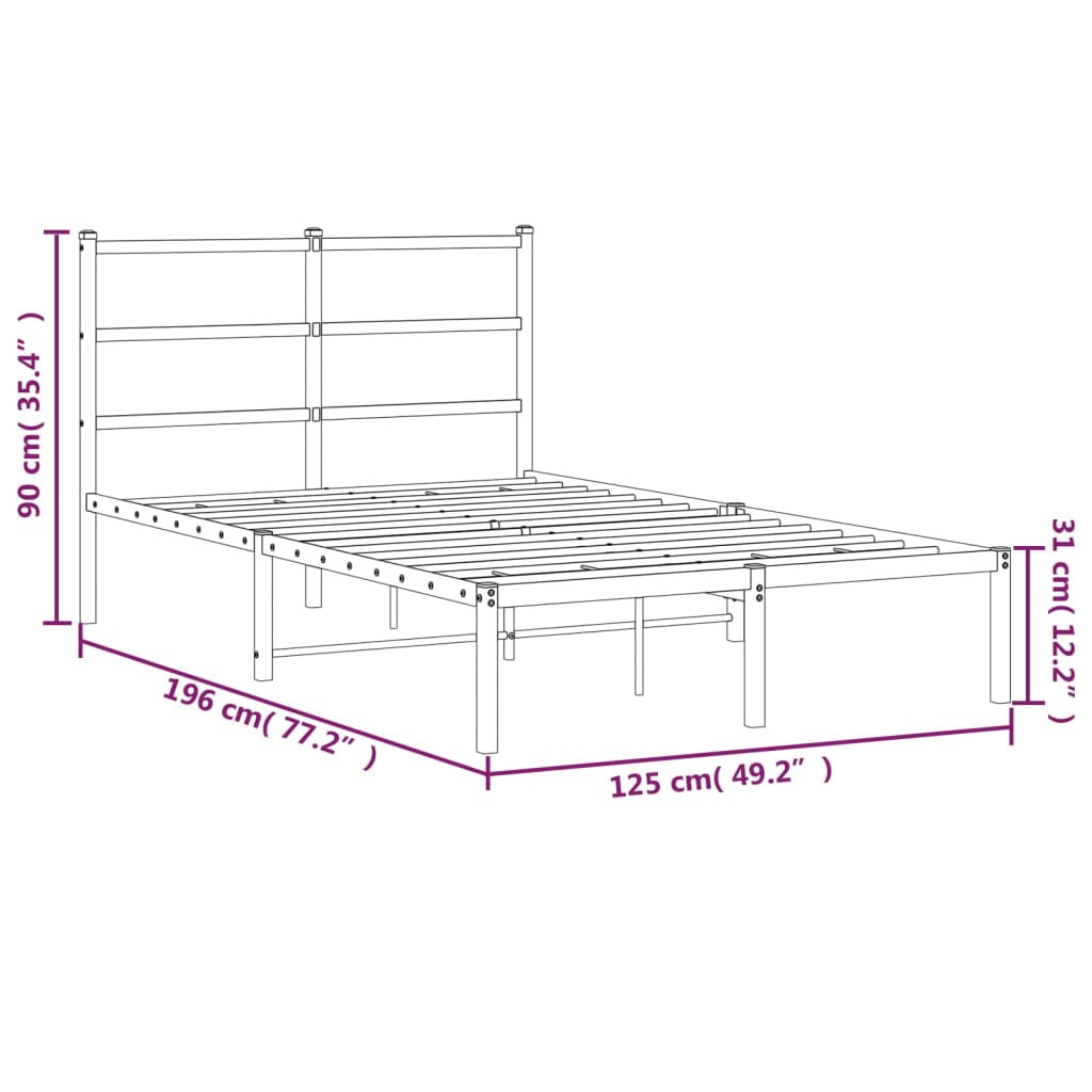 Bettgestell mit Kopfteil Metall Weiß 120x190 cm - Pazzar.ch