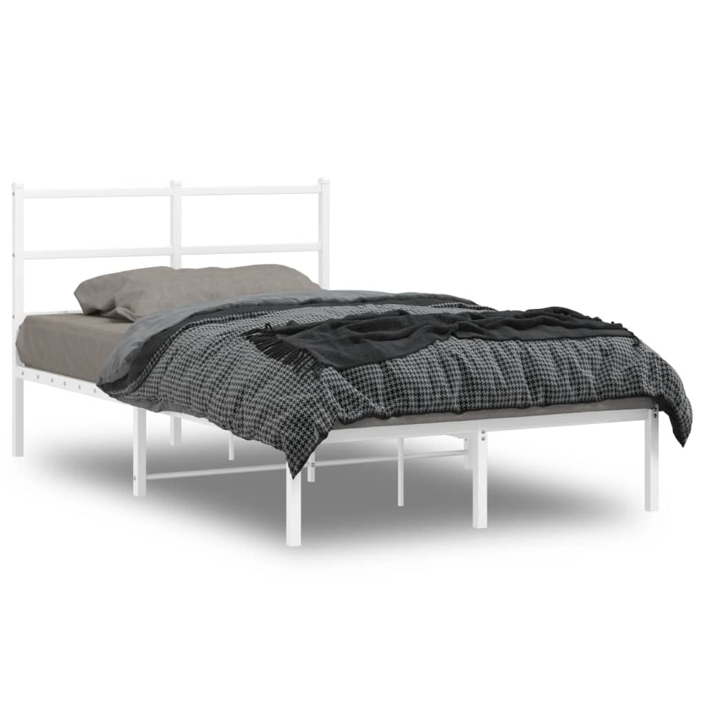 Bettgestell mit Kopfteil Metall Weiß 120x190 cm - Pazzar.ch