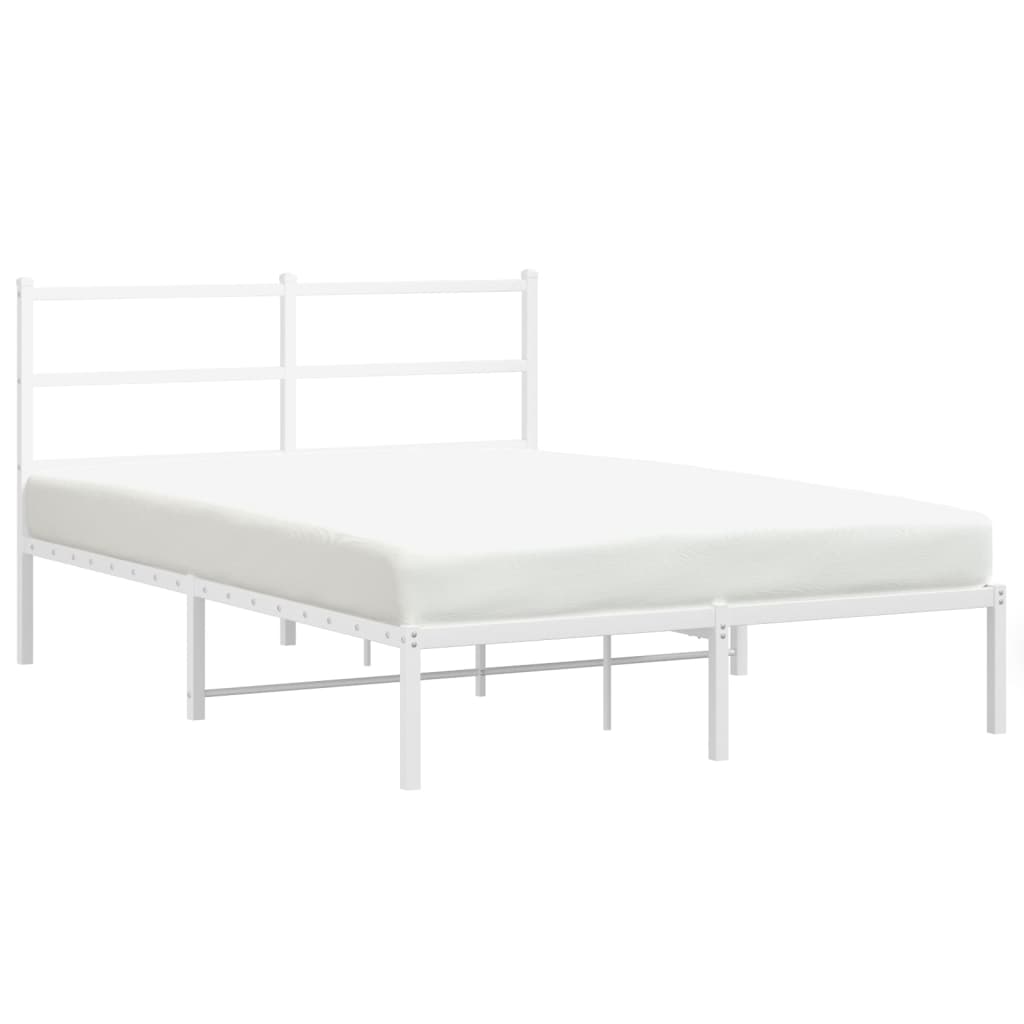 Bettgestell mit Kopfteil Metall Weiß 135x190 cm - Pazzar.ch