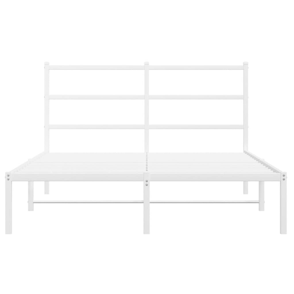 Bettgestell mit Kopfteil Metall Weiß 135x190 cm