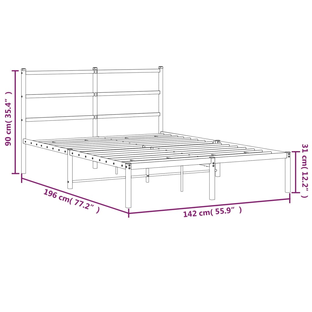 Bettgestell mit Kopfteil Metall Weiß 135x190 cm - Pazzar.ch