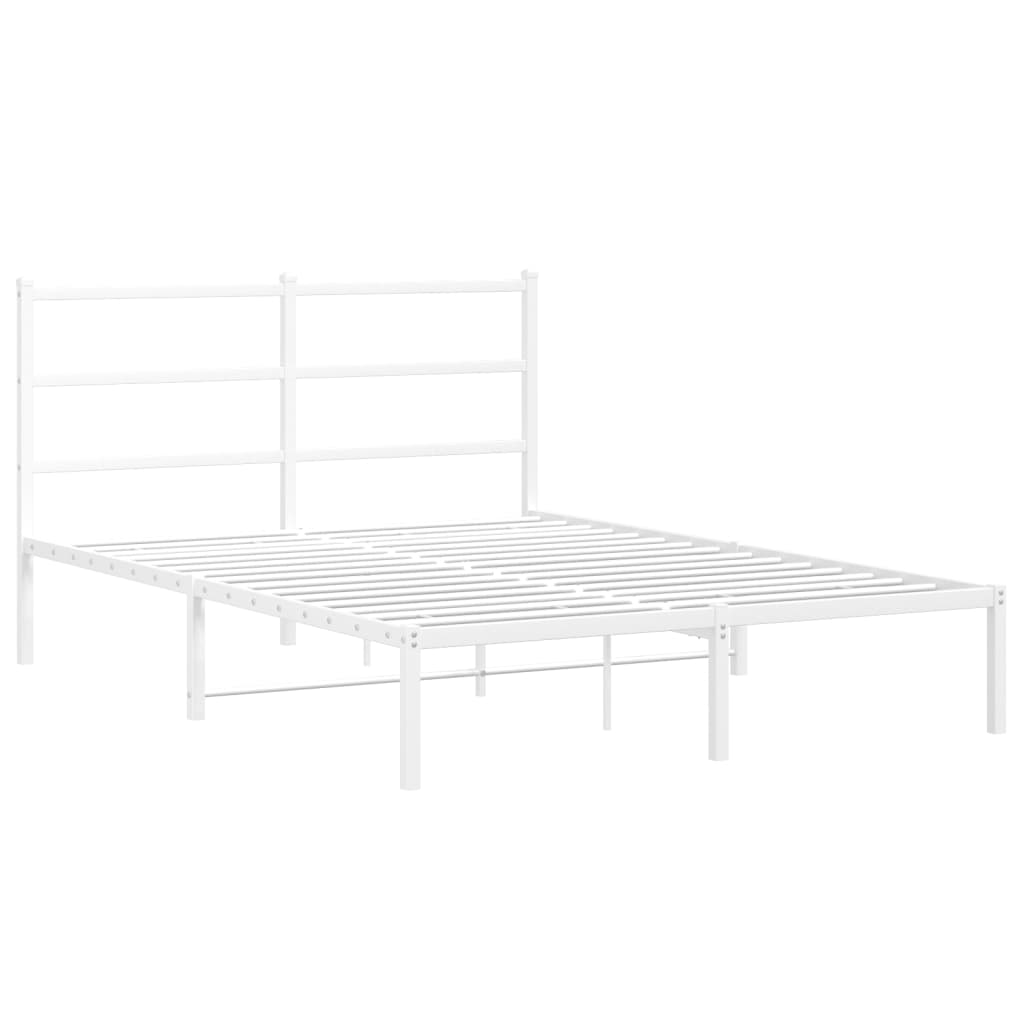 Bettgestell mit Kopfteil Metall Weiß 140x190 cm - Pazzar.ch