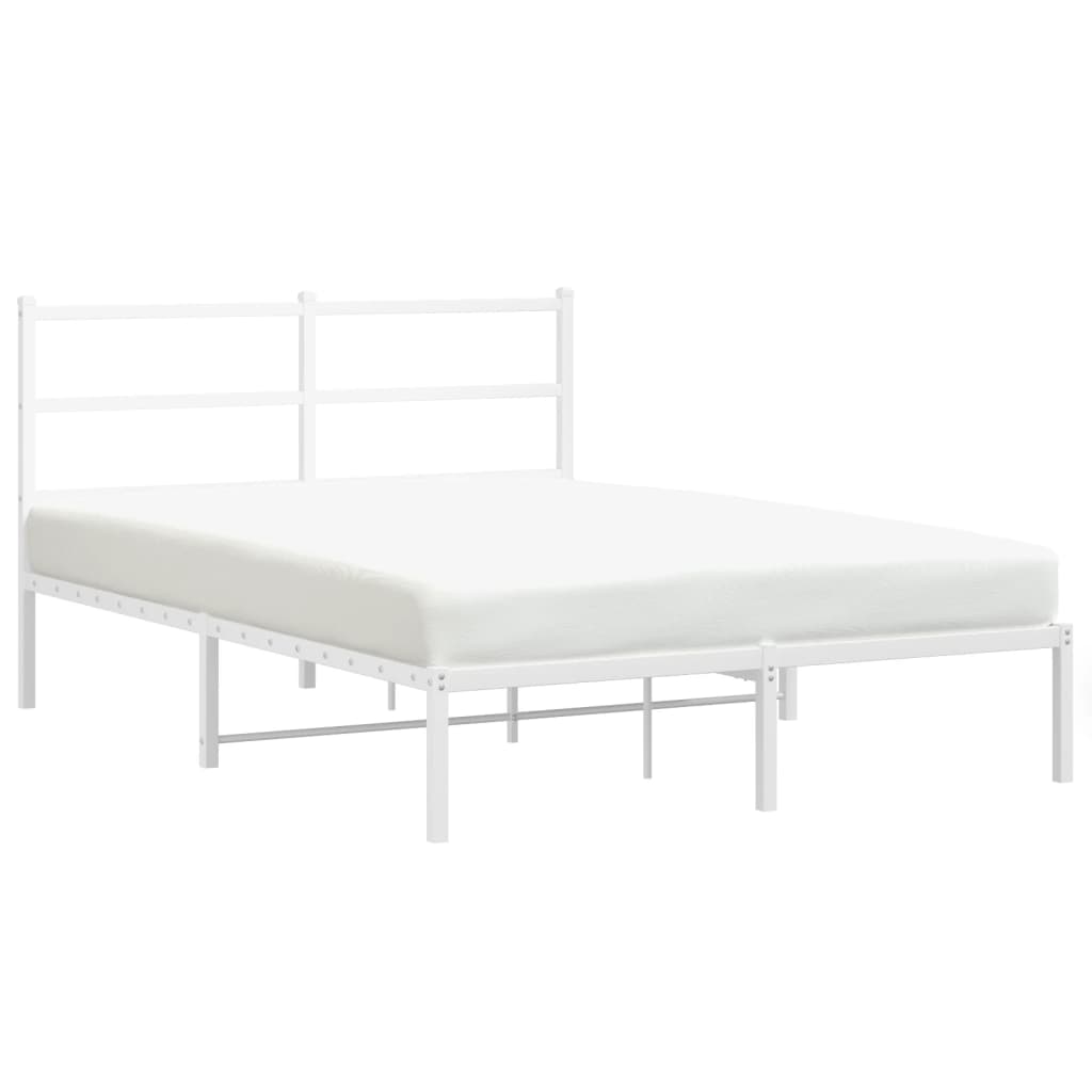 Bettgestell mit Kopfteil Metall Weiß 140x190 cm - Pazzar.ch