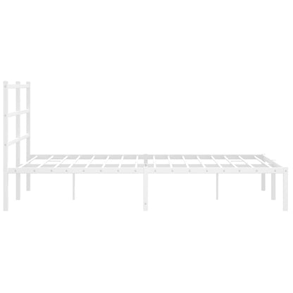 Bettgestell mit Kopfteil Metall Weiß 140x190 cm - Pazzar.ch